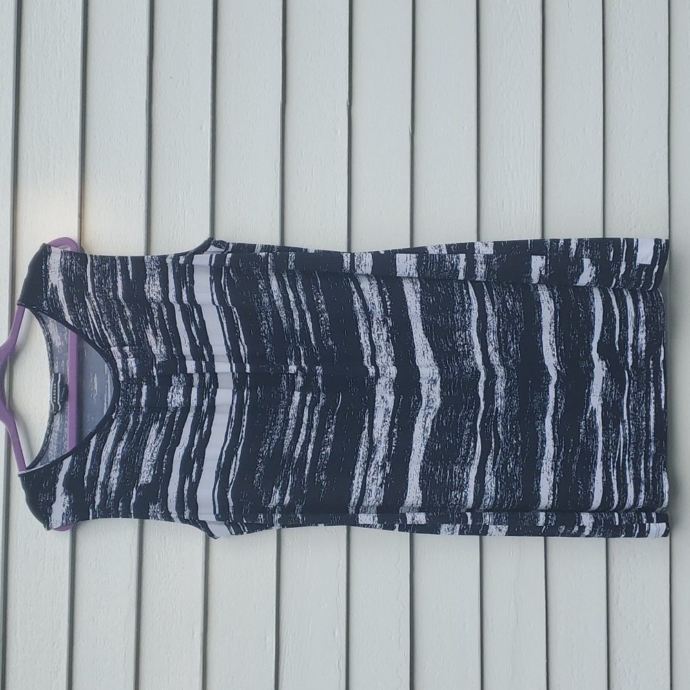 Basque Striped Sleeveless Stretch Material Dress - Picture 9 of 10